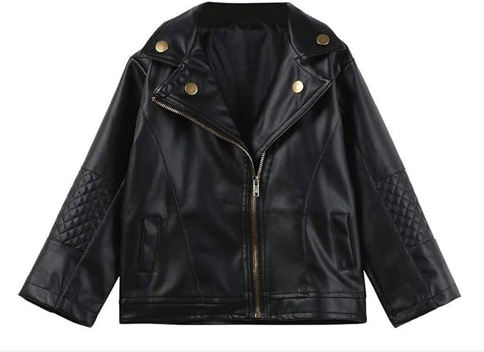 Amazon 子供用 Pu革 ジャケット レザージャケット キッズ ライダースジャケット 子供 Pu革 コート キッズ 子供 可愛い カジュアル 春 コート 男の子 女の子 子供服 ブルゾン かっこいい コート ジャケット 通販