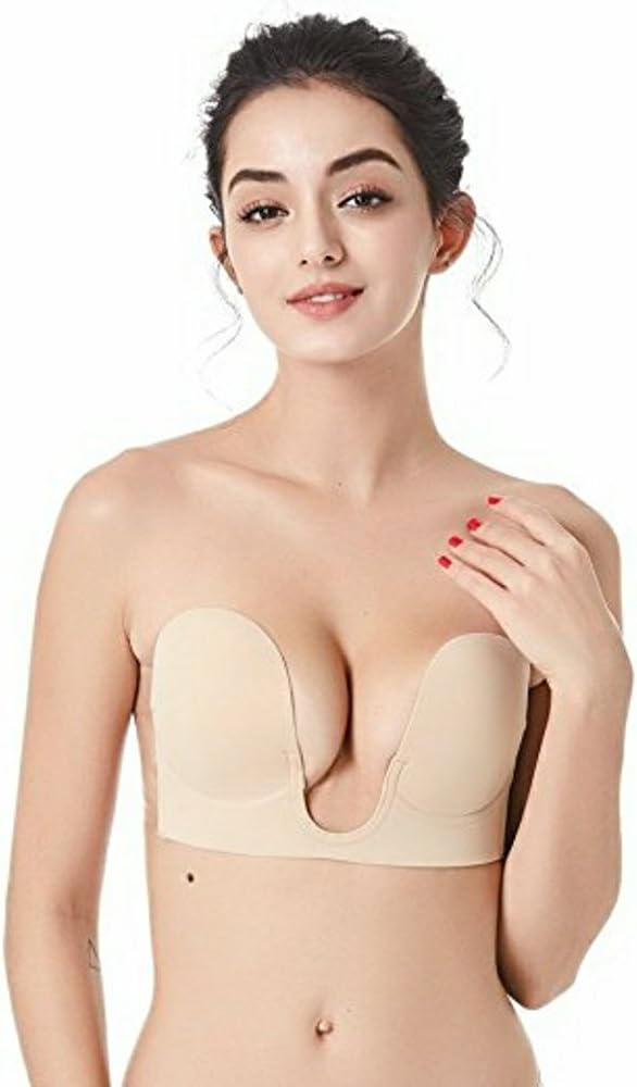 Pulchram Women Reusable Adhesive Bra, Sexy Invisible Magic Strapless Push-up Bra Stick On Backless Silicone Gel Bra