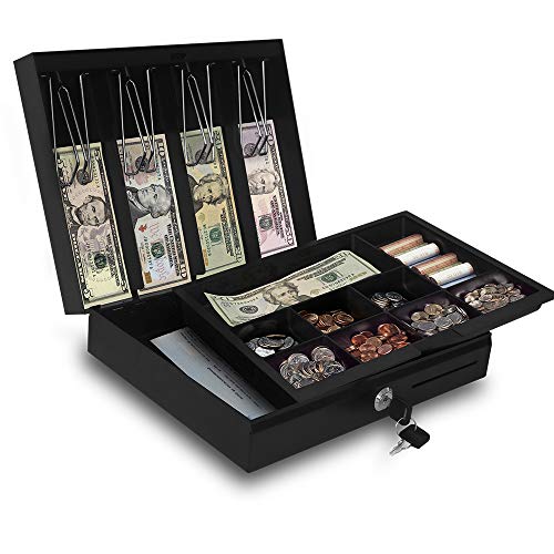 Small Cash Box with Money Tray and Lock, Money Safe, Metal, 11.8L x 9.6W x 3.6H inch, BCB300B - Beelta