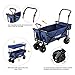 ENKEEO Collapsible Push Wagon Folding Beach Cart Utility Pull Garden Wagon with Removable Canopy, Large Wheels and Tilting Handle for Camping Picnic Park Sporting Events Concerts Shopping (Navy)