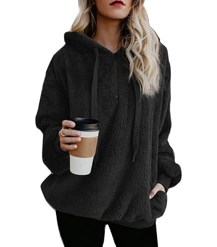 Sweat à Capuche D'hiver Doublé Sherpa Pour Femme - Veste Chaude Avec Fermeture éclair, Coupe-vent, Pour Sorties Ou Maison