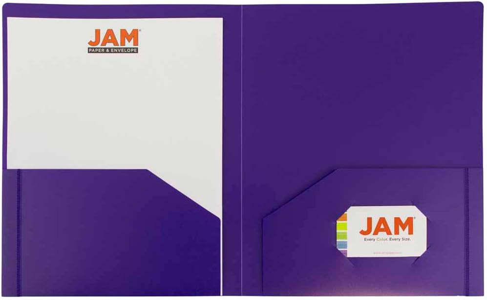JAM PAPER Heavy Duty Plastic 2 Pocket School Folders - Assorted Primary Colors - 6/Pack : Office Products