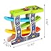 Wooden 4 Lanes Ramp Race Track Tower Games with 4 Mini Racing Cars Toy Set for Kids Toddlers
