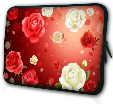 coolgiftidea 15.6 Inch Laptop Sleeve Bag for Apple MacBook Pro 15 MacBook Air 15 Toshiba Satellite L300 Dell Inspiron 15 3531 HP Zbook 15 and Most 15inch 15.4 inch15.6 Inch Laptop-Flowers red White