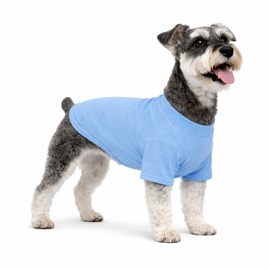 Lovelonglong Pet Clothing Dog Costumes Basic Blank T-Shirt Tee Shirts for Small Dogs Light-Blue L