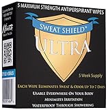 Kleinert's Maximum Strength 15% Ultra Sweat Shield Clinical Antiperspirant Wipes. Eliminate Sweat Everywhere Up To 7 Days - 5 Packets. No Irritation. Dermatologist Recommended. Ships Free
