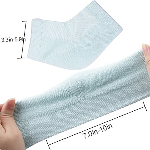 Amcami 4 Pairs Open Toe Heel Moisturizing Gel Socks Soft Ventilate Gel Heel for Dry Hard Cracked Skin Comfy Day Night Care Skin (Gray,Green,Pink,Black)