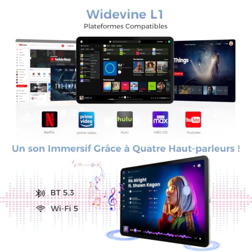 RebotAi Tablette 12.2 Pouces Android 16 Tablette, 32Go RAM+256Go ROM, Octa-Core T7300, 2400 * 1600 IPS, 10000 mAh Tablette Tactile 5MP+16MP/Widevine L1/Gemini AI/Étanchéité IP54