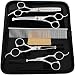 iSeaFly Dog Grooming Scissors Kit with Round Tip, Set of 5 Cat Dog Scissors, Stainless Steel Pet Grooming Shears, Straight, Curved, Thinning Shears, Comb for Full Body, Face, Nose, Ear & Paw primary