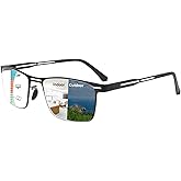 K.LAVER Photochromic Progressive Reading Glasses Multifocus Anti-blue Light Men's Computer Metal Women's Reading Glasses