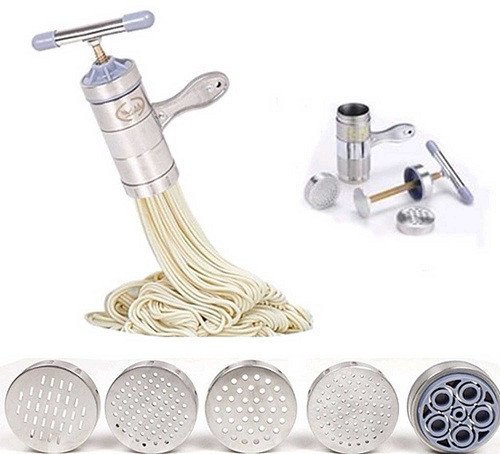 Stainless Steel Noodle Maker Ferramentas With 5 Models Vegetable Noodle Cutter Press Pasta Machine Cooking Tools Spaghetti^.