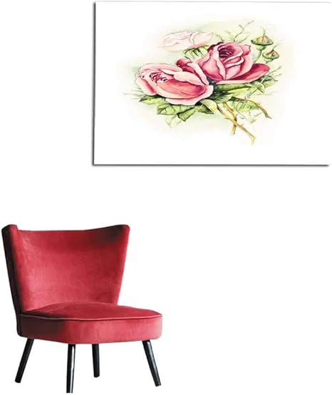 Amazon ホームデコ 壁 ビンテージ 花咲くバラのブーケ 水彩 植物 バラのイラスト ポストカード お祝い 結婚式 招待状 テキスタイルデザイン ブラック背景壁画 インチx16インチ 24 X アートフレーム ポスター オンライン通販