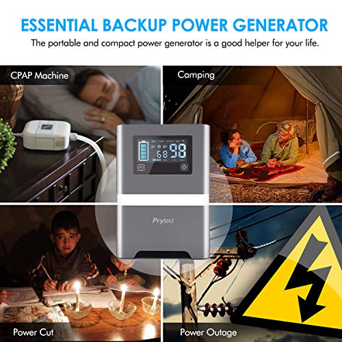 PRYMAX Portable Generator, 231Wh Portable Power Station with Touch-Screen Button&Mood Lighting,110V/200W Pure Sine Wave 2 AC Outlets,QC3.0 USB, Solar Generator for Home Use Camping Travel - Thumbnail 6