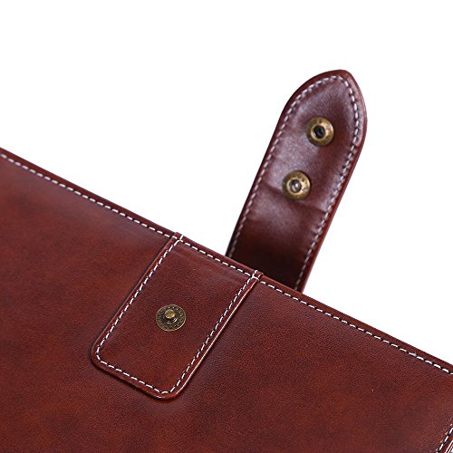 Leather Writing Notebook Organizer, Travel Journal, Vintage Business Binder Refillable Steno Memo Notepad Planner Diary, 7 in, Lined Paper, Card Slots, Pen Holder, Adjustable Snaps, Retro Coffee - Thumbnail 3