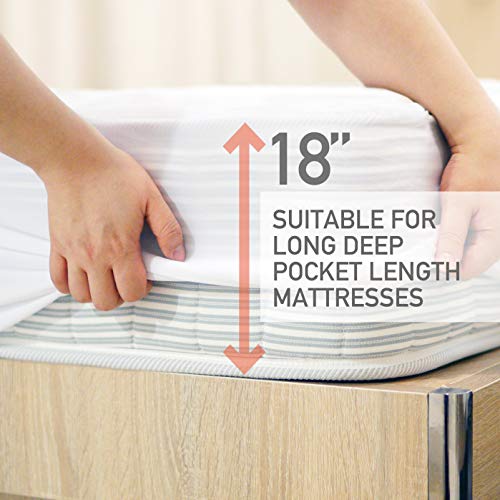 FeelAtHome Hypoallergenic Fitted Mattress Pad Topper - Premium Anti-Dust Mite, Anti-Allergen Soft Luxurious Pillowtop Mattress Topper Protection Cover (Queen) - Thumbnail 5