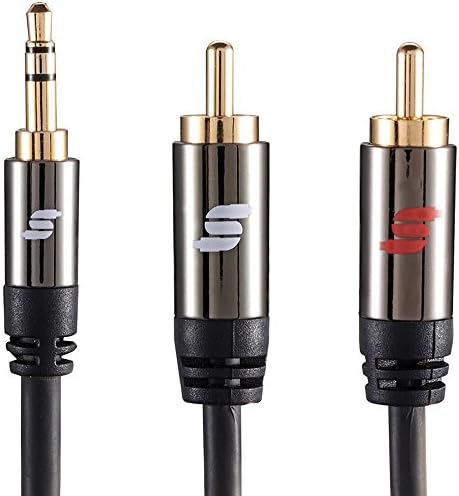 Sinseader 6.6 FT RCA Cable,Gold-Plated 3.5mm Male to 2RCA Male Stereo Audio Y Cable