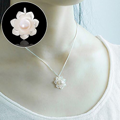 Women's White Snow Lotus Flowers Pendant Necklace Pearl Jewelry (Only Pendant)