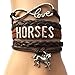 DOLON Infinity Love Horses Bracelet Brown
