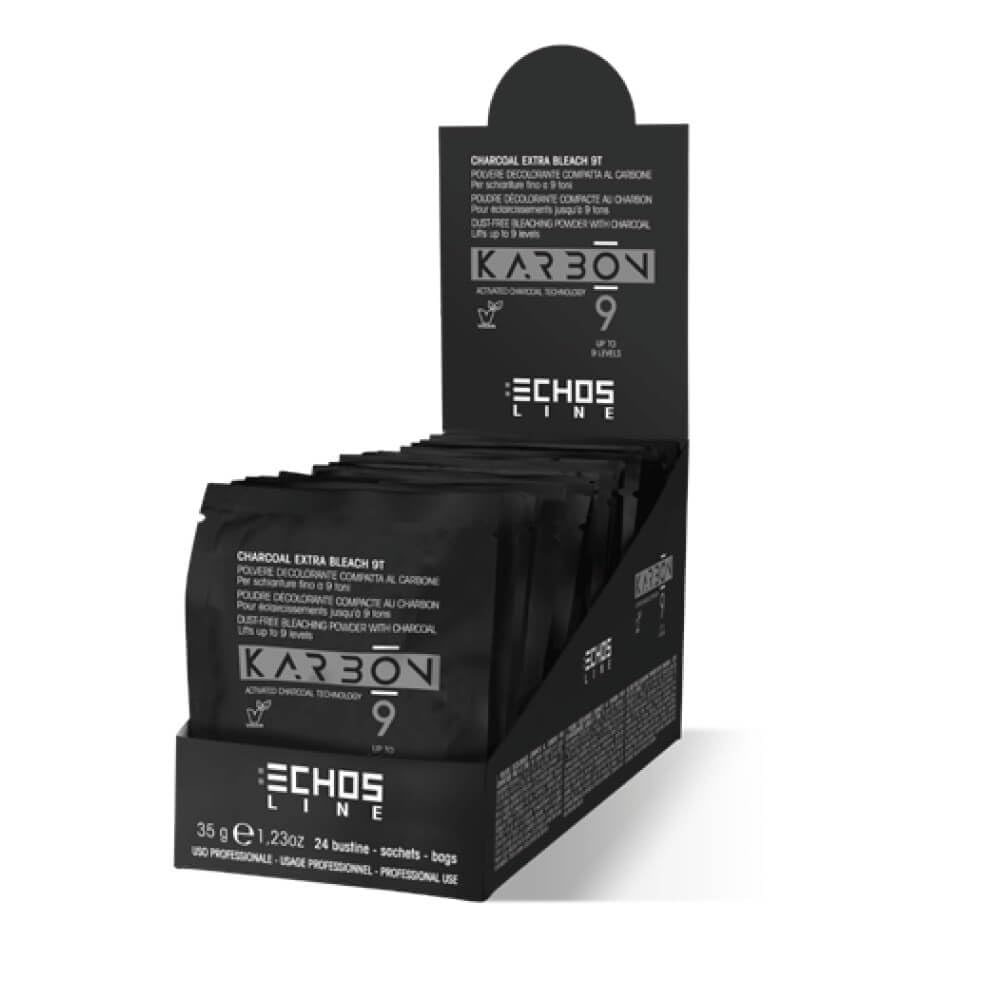ECHOSLINE Carbon 9 Charcoal Extra Bleach 9T - 9 Tone Compact Bleaching Powder 24 x 35 g
