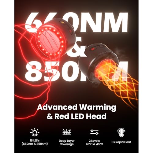 Bob and Brad 2-in-1 Massage Gun with Heat & Infrared, L7 Ultra Back Massager Gun with Detachable Extension Handle & Adjustable Angles for Lumbar & Shoulder, Deep Tissue Percussion Muscle Massager, Ideal Gifts for Men Women