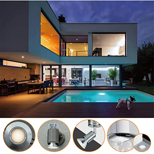 EACLL GU10 LED, Warm White, 4.9 W, Replaces 70 W Halogen Bulbs, Pack of 4, 515 Lumens 2700K Bulbs, AC 230 V, Flicker-Free Spotlight, Beam Angle 120°, Non-Dimmable Reflector Lamps
