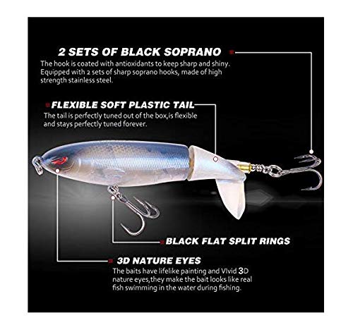 image for DOITPE Fishing Lures Topwater Plopper Bass Lures with Floating Rotatin
