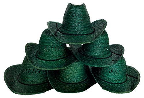 Dondor Assorted Woven Straw Cowboy Hats for Adults (Green)