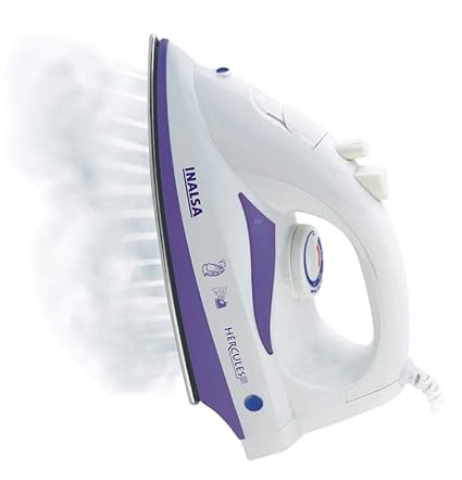 Inalsa Hercules 1400-Watt Steam Iron with 2 Year Warranty (White/Purple)