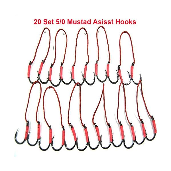 Shaddock-Fishing-20-50-Pack-Sharp-Jij-Jigging-Assist-Hooks-Stainless-Steel-Assist-Fishing-Hooks-Fishhooks-with-White-PE-Line