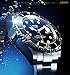 LOREO Mens GMT Silver Stainless Steel Sapphire Glass Blue Rotating bezel Men's Automatic Watch