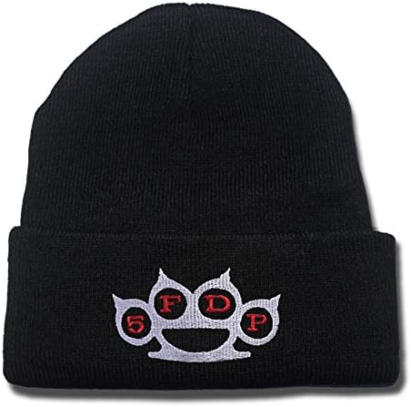 JIUWEI 5FDP Five Finger Death Punch Band Logo Beanie Fashion Unisex Embroidery Beanies Skullies Knitted Hats Skull Caps