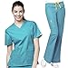 WonderWink Origins Women's The Bravo 5-Pocket Top & Romeo Flare Pant Scrub Set + Badge Reel