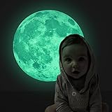 Creative 30cm Luminous Moon Skin Wall Sticker Decorative Glow in the Dark, Decor Removable Art Mural Baby Nursery Room