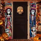 Jiudungs Dia De Los Muertos Banner, Day of The Dead Decorations for Home | Packing List:2 pcs Banner; Material:100% Polyester; Size:12×71 Inches; Perfect for Outdoor Outside Front Porch Door Decor