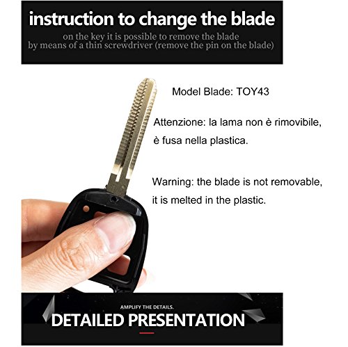 KASER Sleutel Shell Afstandsbediening voor Toyota Yaris Rav4 Corolla Celica Aygo TOY43 blade met rubberen knop… - Afbeelding 5