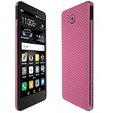 Skinomi TechSkin - Huawei Ascend XT Screen Protector + Pink Carbon Fiber Full Body Skin / Front & Back Wrap Clear Film / Ultra HD and Anti-Bubble Shield