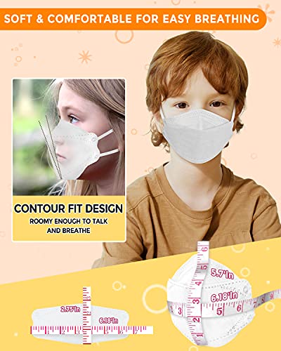 Kids KF94 Mask for Children, 20 Packs Individual Wrapped White Mask Kid Sized, Small Soft Mask for Boys Girls Comfortable Fit, 4-Ply Breathable Mask with Adjustable Nose Clip