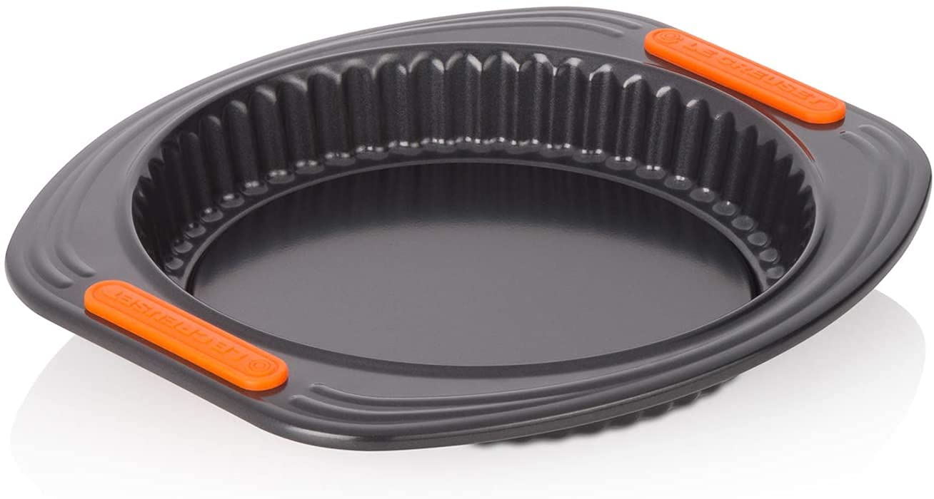 Le Creuset Non-Stick Carbon Steel Bakeware Quiche/Flan Tin, 26 cm, Black, 46052250010000
