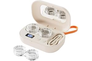 Ultrasonic Contact Lens Cleaner - Portable Machine with USB Charger, Solution Soak Case Kit for Soft, Colored, Hard, RGP, and