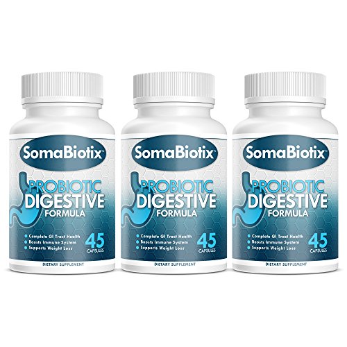 Somabiotix - PROBIOTIC DIGESTIVE FORMULA (3 BOTTLE COMBO) - Digestion Supporting Probiotics - Dietary Supplement - Immunity Booster, Supports Healthy Diet & Digestion, Weight Loss | 45 capsules Somabiotix - PROBIOTIC DIGESTIVE FORMULA (3 BOTTLE COMBO) - Digestion Supporting Probiotics - Dietary Supplement - Immunity Booster, Supports Healthy Diet & Digestion, Weight Loss | 45 capsules