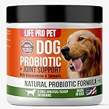 Dog Probiotic Powder & Glucosamine For Dogs With Turmeric - 247 Grams - All In One Dog Supplement For Digestion, Joint & Hip Support - 500 Probiotics For Dogs Servings/Jar - 2.5 Billion CFU's/Serving