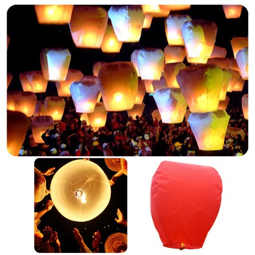 Foxnovo Eco-friendly Oval-shaped Sky Lantern Chinese Kongming Lantern Wishing Lamp - 10 pcs/set (Random Color)