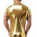 FEESHOW Men's Shiny Metallic Leather Look Underwear Short Sleeve T Shirt Top