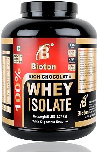 Bioton 100% Whey Isolate - 5 Lbs - Rich Chocolate, With Digestive Enzymes