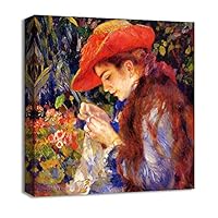 Canvas Wall Art Vase of Flowers by Pierre-Auguste Renoir Canvas Prints Home Artwork Decoration for Living Room,Bedroom - 12x12 inches