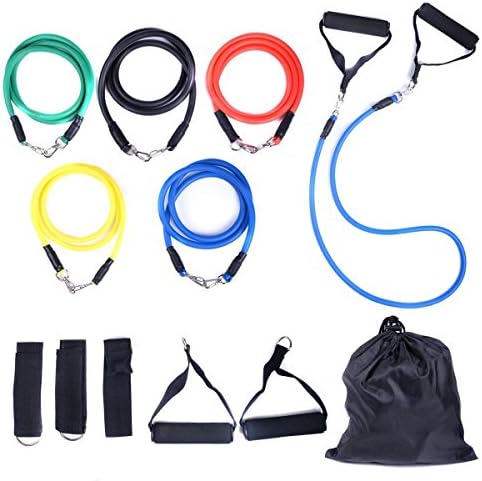 Resistance Band Set Yoga Pilates Abs Exercise Fitness Tube Workout Bands 11 PCS by SuccessfulDealsStore
