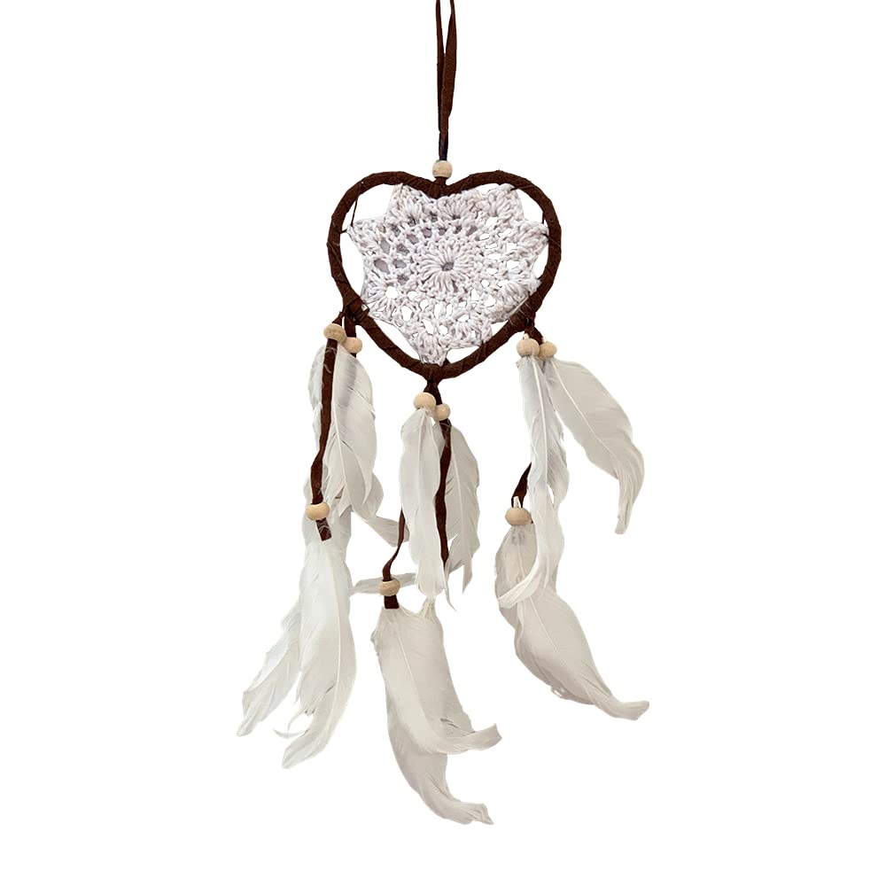 Vie Naturals Heart Shaped Dream Catcher, 9cm, Brown