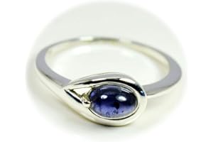 55Carat Genuine Cabochon Iolite Ring Solid Silver Oval Cut Healing Jewelry Gift Size 5,6,7,8,9,10,11,12