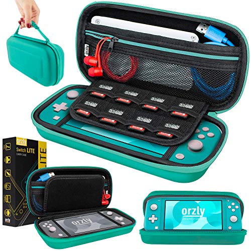 Orzly Case for Nintendo Switch Lite – Portable Travel Carry Case with storage for Switch Lite Games & Accessories [Turquoise Blue Edition]