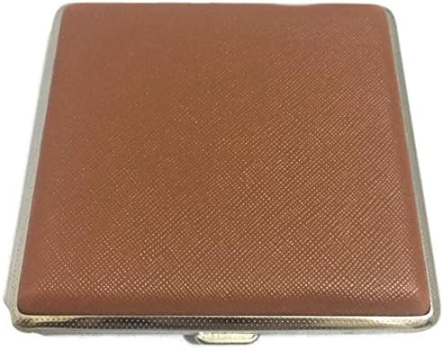 Leather Look Metal Covered Brown Case Box Tobacco Hold 20 Regular Cigarette Smoke Holder Storage Various Style Design